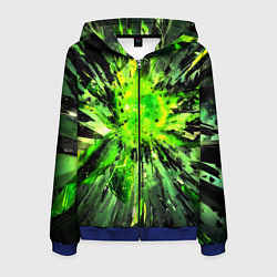 Толстовка 3D на молнии мужская Fractal green explosion, цвет: 3D-синий