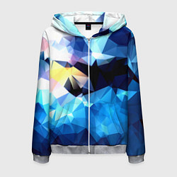 Толстовка 3D на молнии мужская Polygon blue abstract collection, цвет: 3D-меланж