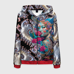 Толстовка 3D на молнии мужская Japanese beauty - irezumi, цвет: 3D-красный