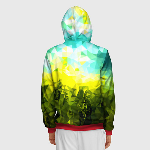 Мужская толстовка на молнии Green abstract colors / 3D-Красный – фото 4