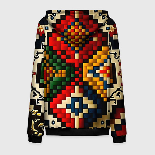 Мужская толстовка на молнии Русский узор крестиком / 3D-Черный – фото 2