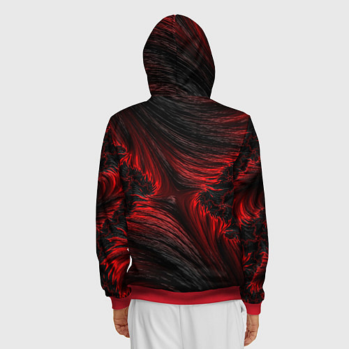 Мужская толстовка на молнии Red vortex pattern / 3D-Красный – фото 4