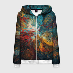 Толстовка 3D на молнии мужская Яркий флюид арт, цвет: 3D-белый