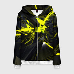 Толстовка 3D на молнии мужская Yellow gold abstraction, цвет: 3D-белый