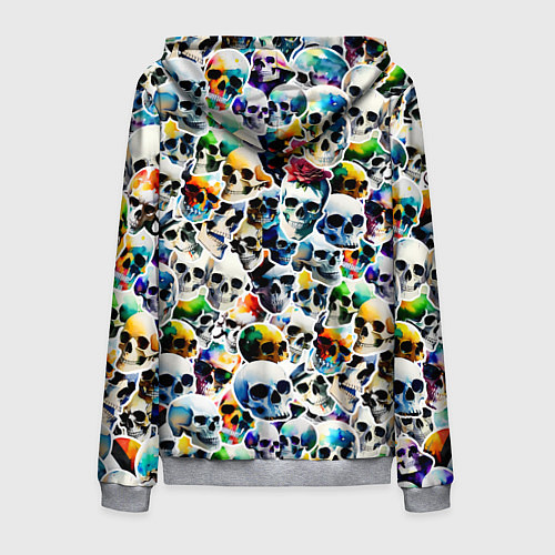 Мужская толстовка на молнии Акварельные черепа / 3D-Меланж – фото 2