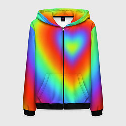 Мужская толстовка на молнии Сердце - радужный градиент