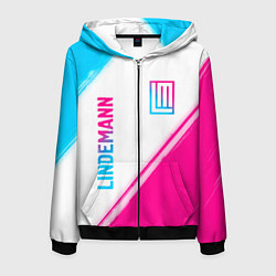 Мужская толстовка на молнии Lindemann neon gradient style: надпись, символ