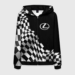 Толстовка 3D на молнии мужская Lexus racing flag, цвет: 3D-черный