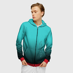 Толстовка 3D на молнии мужская Силуэт лисы на градиентном фоне, цвет: 3D-красный — фото 2