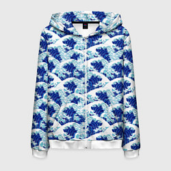 Мужская толстовка на молнии Японские синие волны