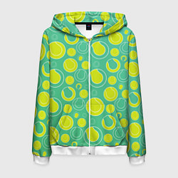 Толстовка 3D на молнии мужская Теннисные мячики, цвет: 3D-белый