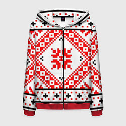 Толстовка 3D на молнии мужская Удмуртский стиль, цвет: 3D-красный