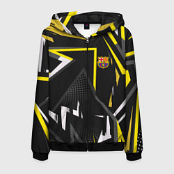 Толстовка 3D на молнии мужская ФК Барселона эмблема, цвет: 3D-черный