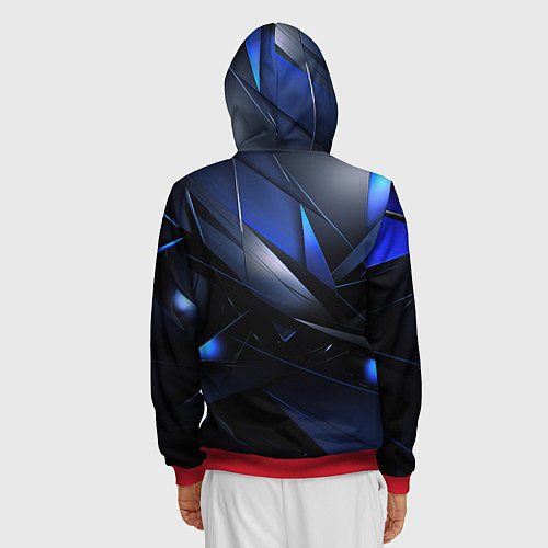 Мужская толстовка на молнии Blue black background / 3D-Красный – фото 4