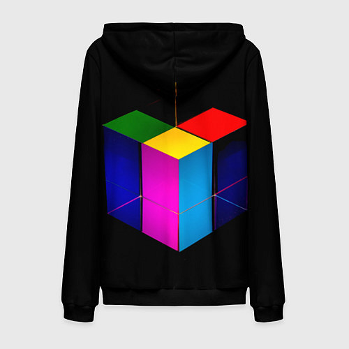 Мужская толстовка на молнии Многосторонний цветной куб / 3D-Черный – фото 2