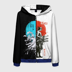 Толстовка 3D на молнии мужская Зоро в инверсии - One Piece, цвет: 3D-синий