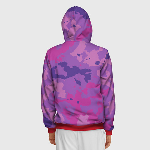 Мужская толстовка на молнии Фиолетовый камуфляж / 3D-Красный – фото 4