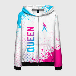 Толстовка 3D на молнии мужская Queen neon gradient style: надпись, символ, цвет: 3D-черный