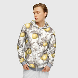 Толстовка 3D на молнии мужская Лимоны - винтаж графика: паттерн, цвет: 3D-меланж — фото 2