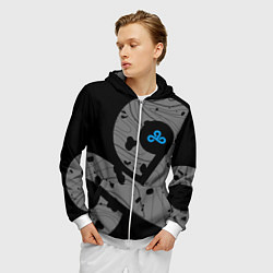 Толстовка 3D на молнии мужская Форма Cloud 9 black, цвет: 3D-белый — фото 2