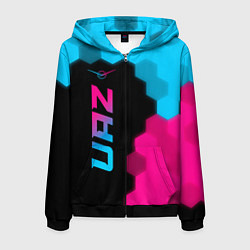 Толстовка 3D на молнии мужская UAZ - neon gradient: по-вертикали, цвет: 3D-черный