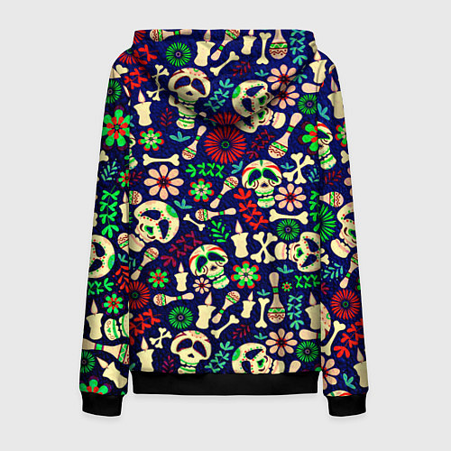 Мужская толстовка на молнии Мексиканский карнавал - Carnaval Mexicano / 3D-Черный – фото 2