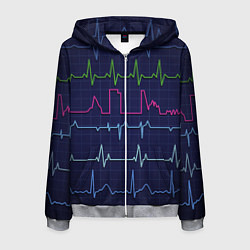 Толстовка 3D на молнии мужская Color pulse, цвет: 3D-меланж