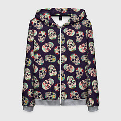 Мужская толстовка на молнии Узор с черепами Pattern with skulls