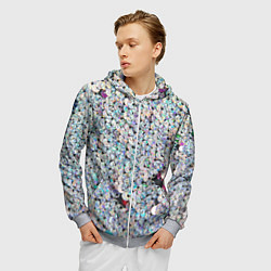 Толстовка 3D на молнии мужская Вся в пайетках, цвет: 3D-меланж — фото 2