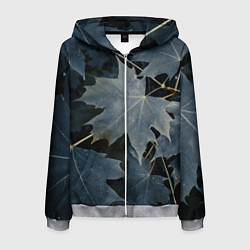 Мужская толстовка на молнии Листовый синий паттерн