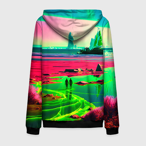 Мужская толстовка на молнии Кислотный мир / 3D-Черный – фото 2