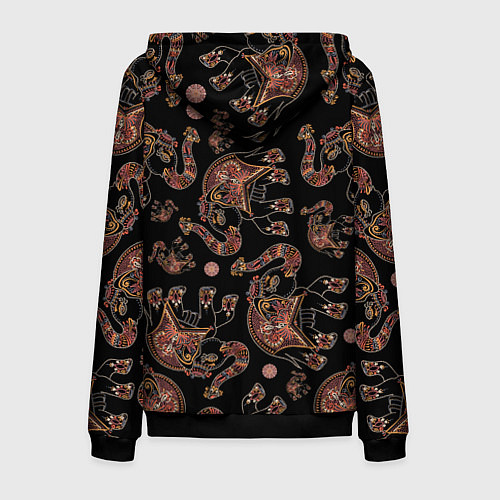 Мужская толстовка на молнии Слон индийский / 3D-Черный – фото 2
