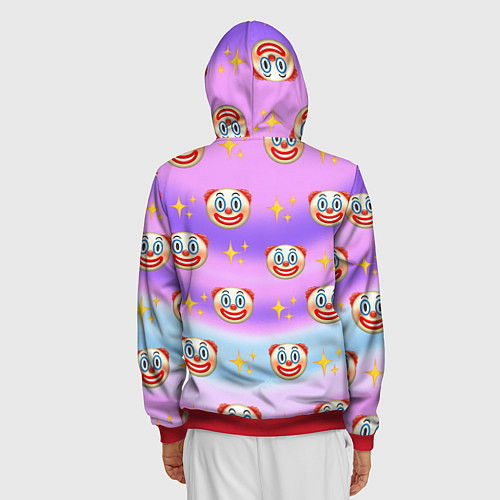 Мужская толстовка на молнии Узор с Клоунами / 3D-Красный – фото 4