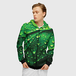 Толстовка 3D на молнии мужская Утренняя роса, цвет: 3D-черный — фото 2