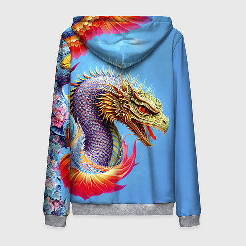 Мужская толстовка на молнии Dragon - irezumi - tattoo - Japan / 3D-Меланж – фото 2