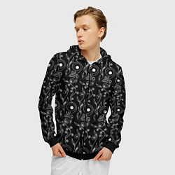 Толстовка 3D на молнии мужская Black style pattern, цвет: 3D-черный — фото 2