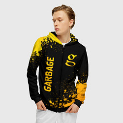 Толстовка 3D на молнии мужская Garbage - gold gradient: надпись, символ, цвет: 3D-черный — фото 2