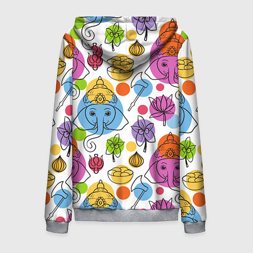 Мужская толстовка на молнии Индийские слоники / 3D-Меланж – фото 2