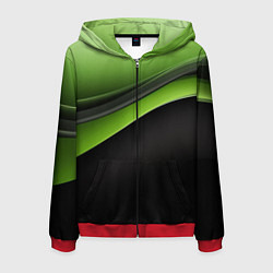 Мужская толстовка на молнии Black green abstract