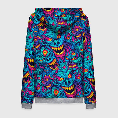 Мужская толстовка на молнии Неоновые монстры - graffiti art style pattern / 3D-Меланж – фото 2