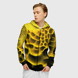 Толстовка 3D на молнии мужская Yellow background, цвет: 3D-черный — фото 2