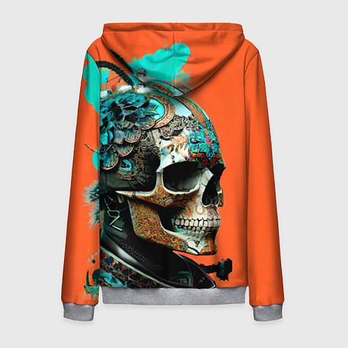 Мужская толстовка на молнии Art skull - irezumi - Japan / 3D-Меланж – фото 2