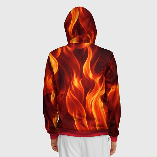 Мужская толстовка на молнии Пламя огня / 3D-Красный – фото 4