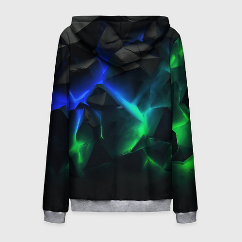 Мужская толстовка на молнии Разлом синих и зеленых плит / 3D-Меланж – фото 2