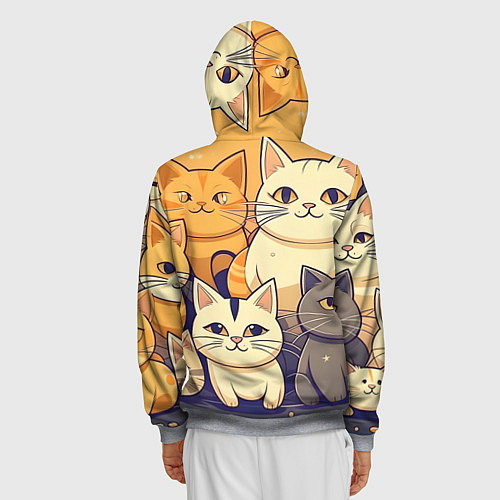 Мужская толстовка на молнии Кошачий принт от нейросети / 3D-Меланж – фото 4