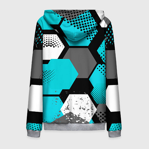 Мужская толстовка на молнии Шестиугольники абстрактный фон / 3D-Меланж – фото 2