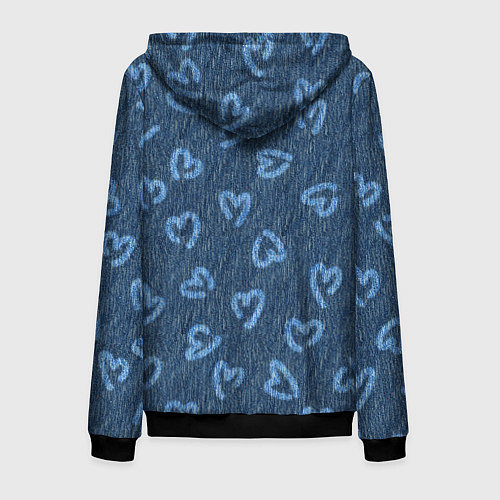 Мужская толстовка на молнии Hearts on denim / 3D-Черный – фото 2