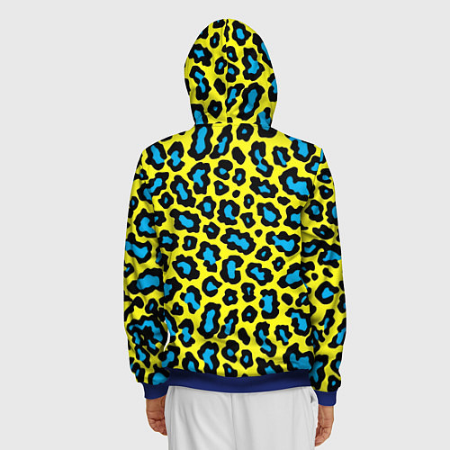 Мужская толстовка на молнии Кислотный леопард паттерн / 3D-Синий – фото 4