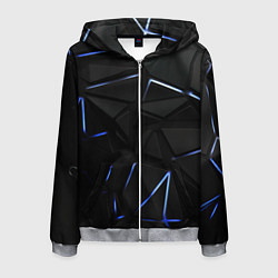 Мужская толстовка на молнии Black texture neon line