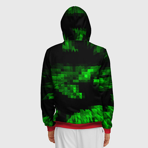 Мужская толстовка на молнии Зеленые пирамиды / 3D-Красный – фото 4